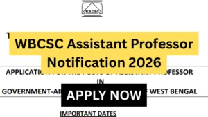 WBCSC Assistant Professor Notification 2026