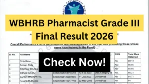 WBHRB Pharmacist Grade III Final Result 2026